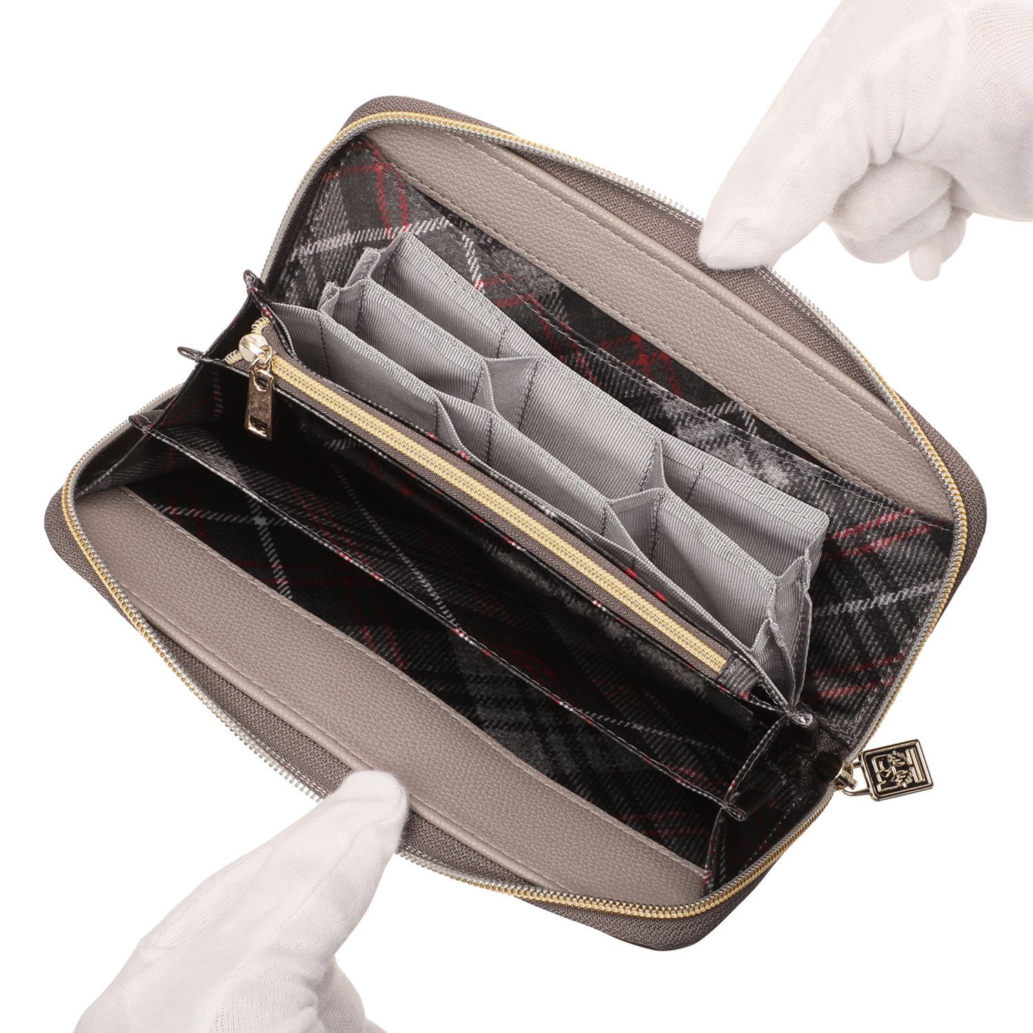 キンロックアンダーソン タータンチェック ラウンドファスナー ウォレット