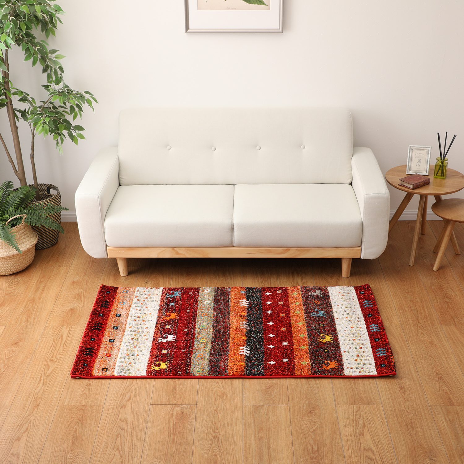 ＜８０×１４０ｃｍ＞トルコ製 ギャベ柄 ウィルトンカーペット 