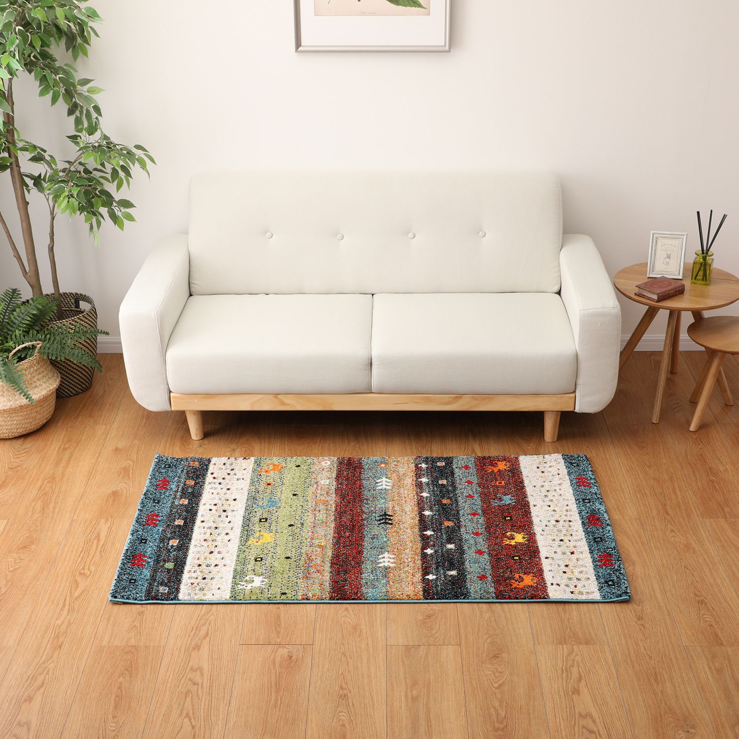 ＜８０×１４０ｃｍ＞トルコ製 ギャベ柄 ウィルトンカーペット 