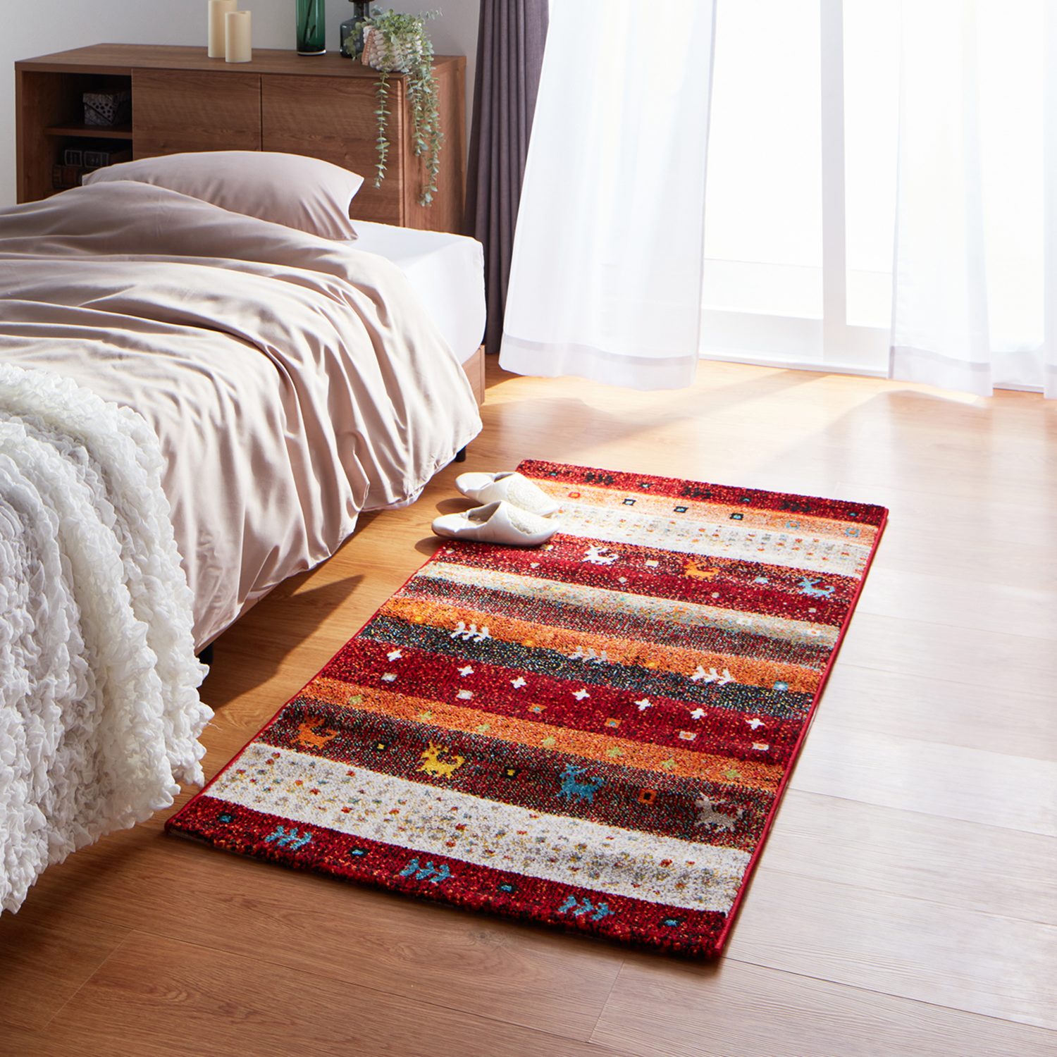 ＜８０×１４０ｃｍ＞トルコ製 ギャベ柄 ウィルトンカーペット 