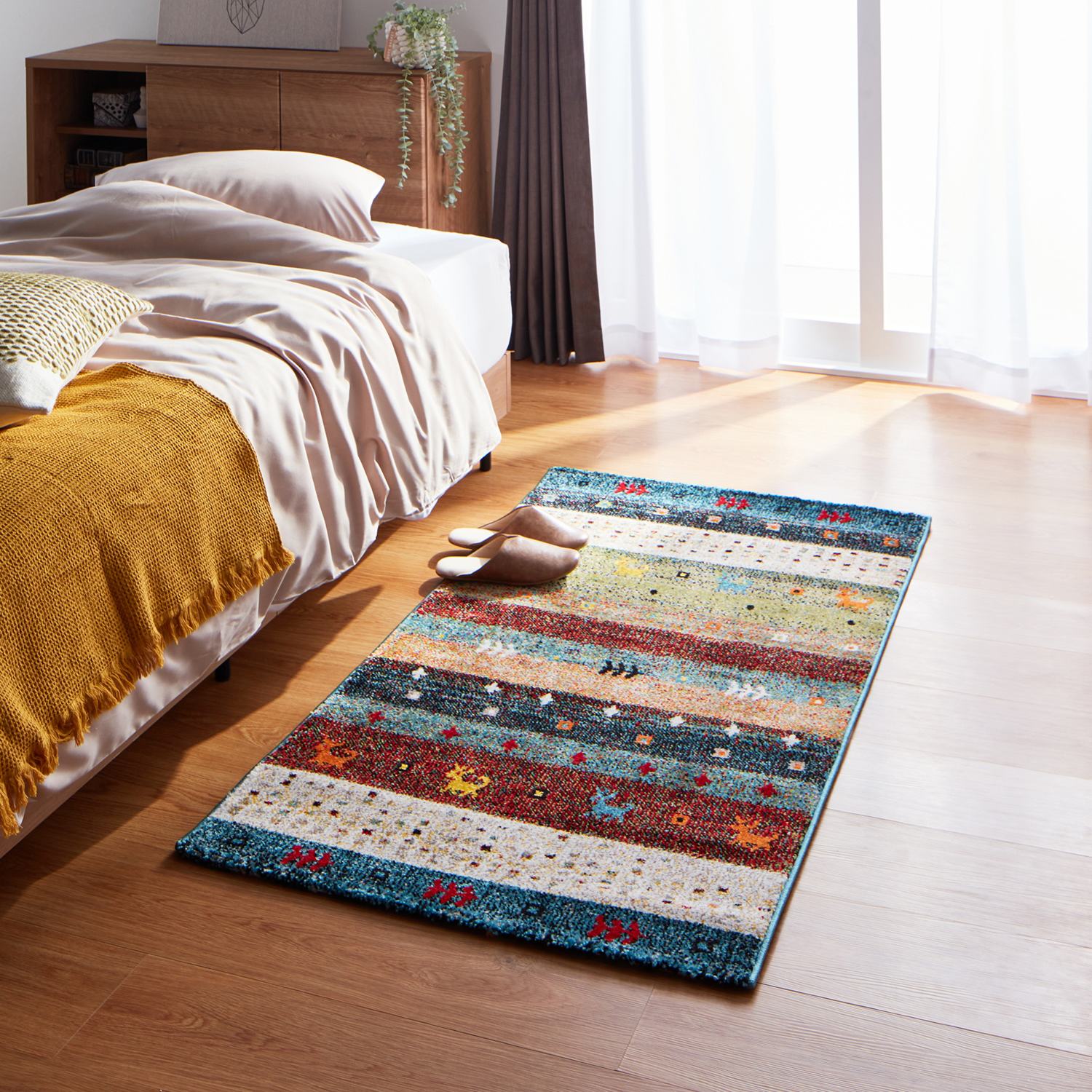 ＜８０×１４０ｃｍ＞トルコ製 ギャベ柄 ウィルトンカーペット 