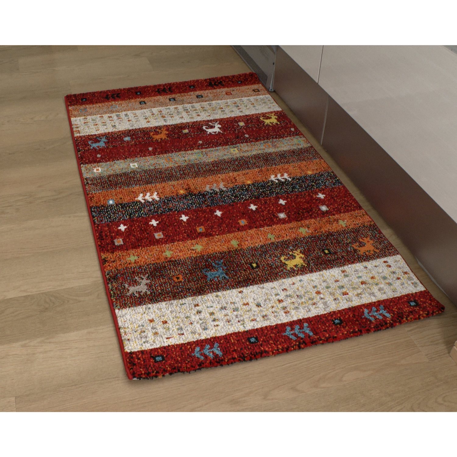 ＜８０×１４０ｃｍ＞トルコ製 ギャベ柄 ウィルトンカーペット 