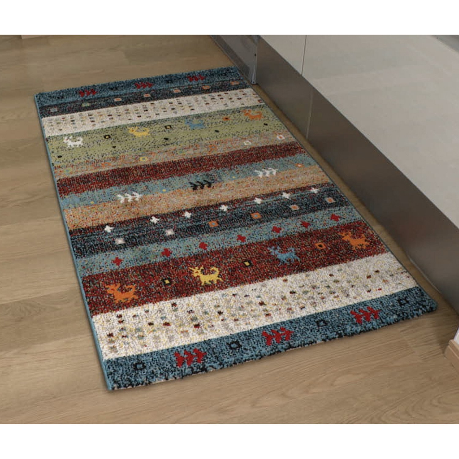 ＜８０×１４０ｃｍ＞トルコ製 ギャベ柄 ウィルトンカーペット 