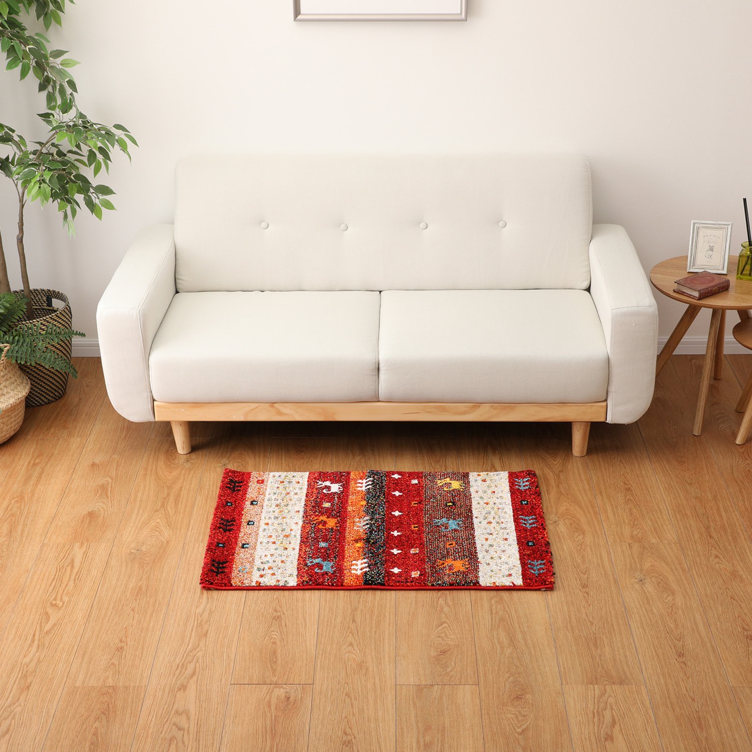 ＜６０×９０ｃｍ＞トルコ製 ギャベ柄 ウィルトンカーペット 