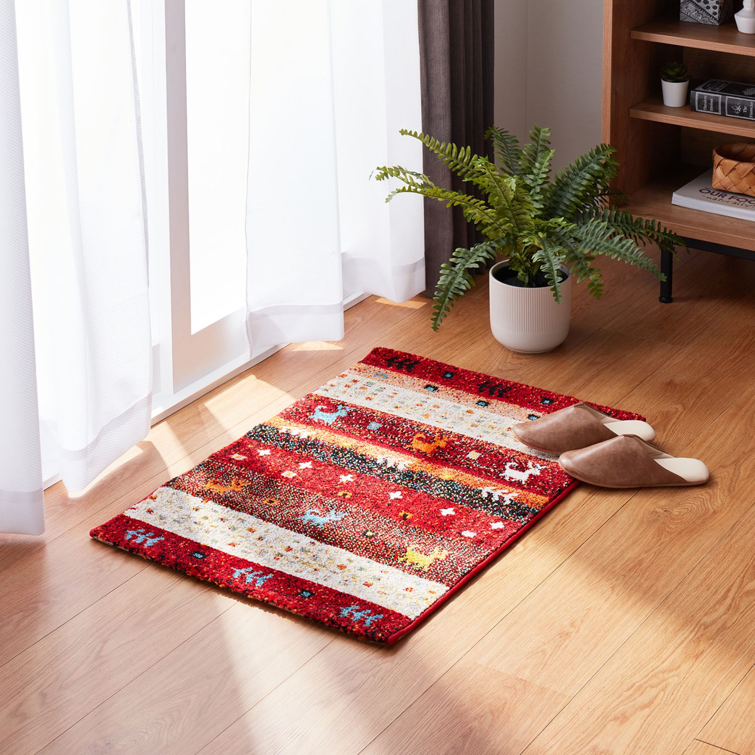 ＜６０×９０ｃｍ＞トルコ製 ギャベ柄 ウィルトンカーペット 