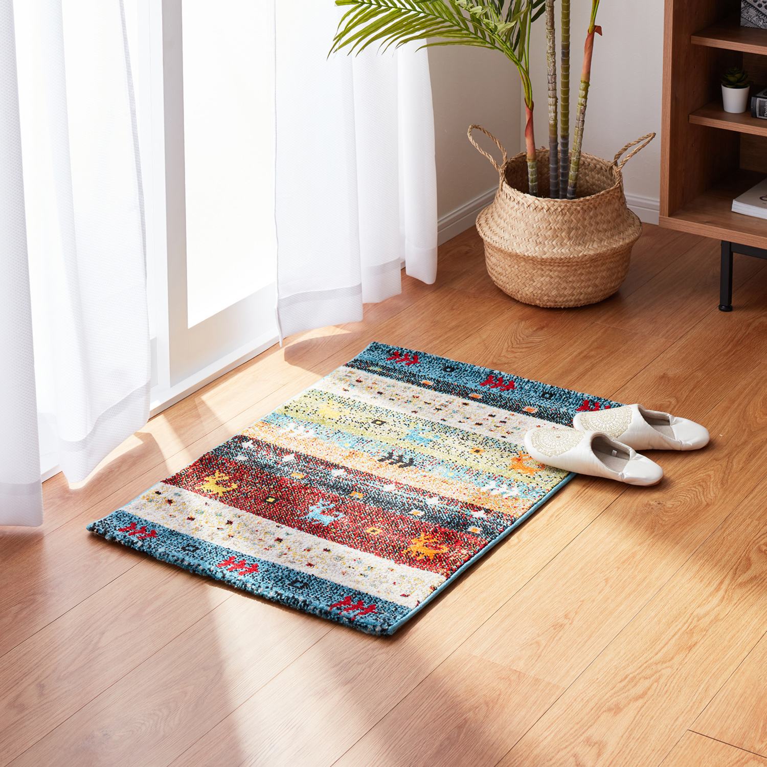 ＜６０×９０ｃｍ＞トルコ製 ギャベ柄 ウィルトンカーペット 