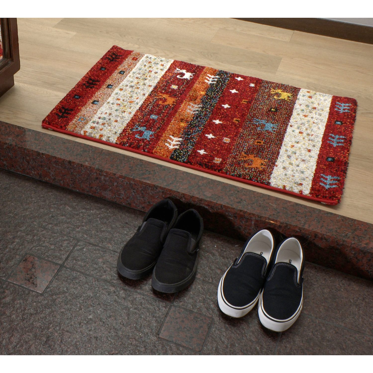 ＜６０×９０ｃｍ＞トルコ製 ギャベ柄 ウィルトンカーペット 