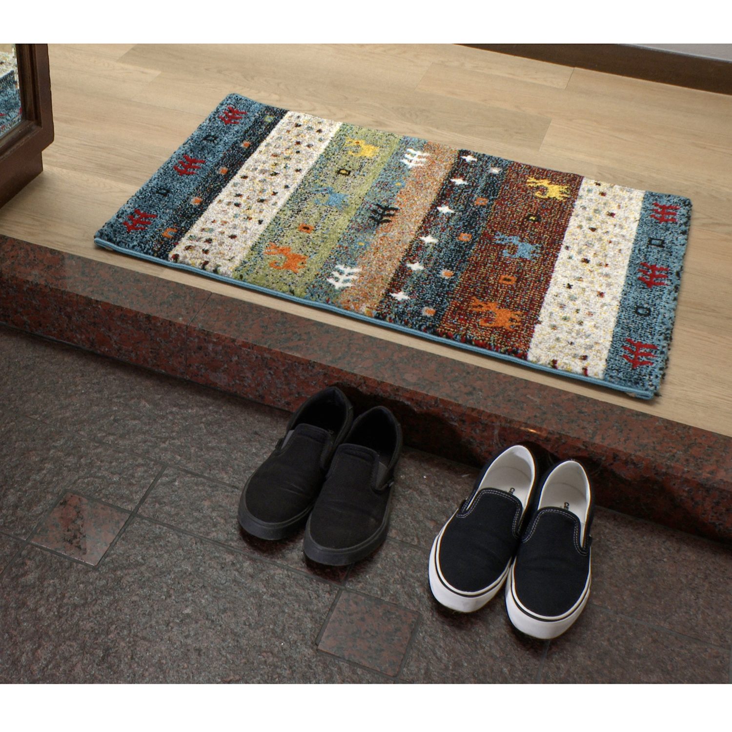 ＜６０×９０ｃｍ＞トルコ製 ギャベ柄 ウィルトンカーペット 