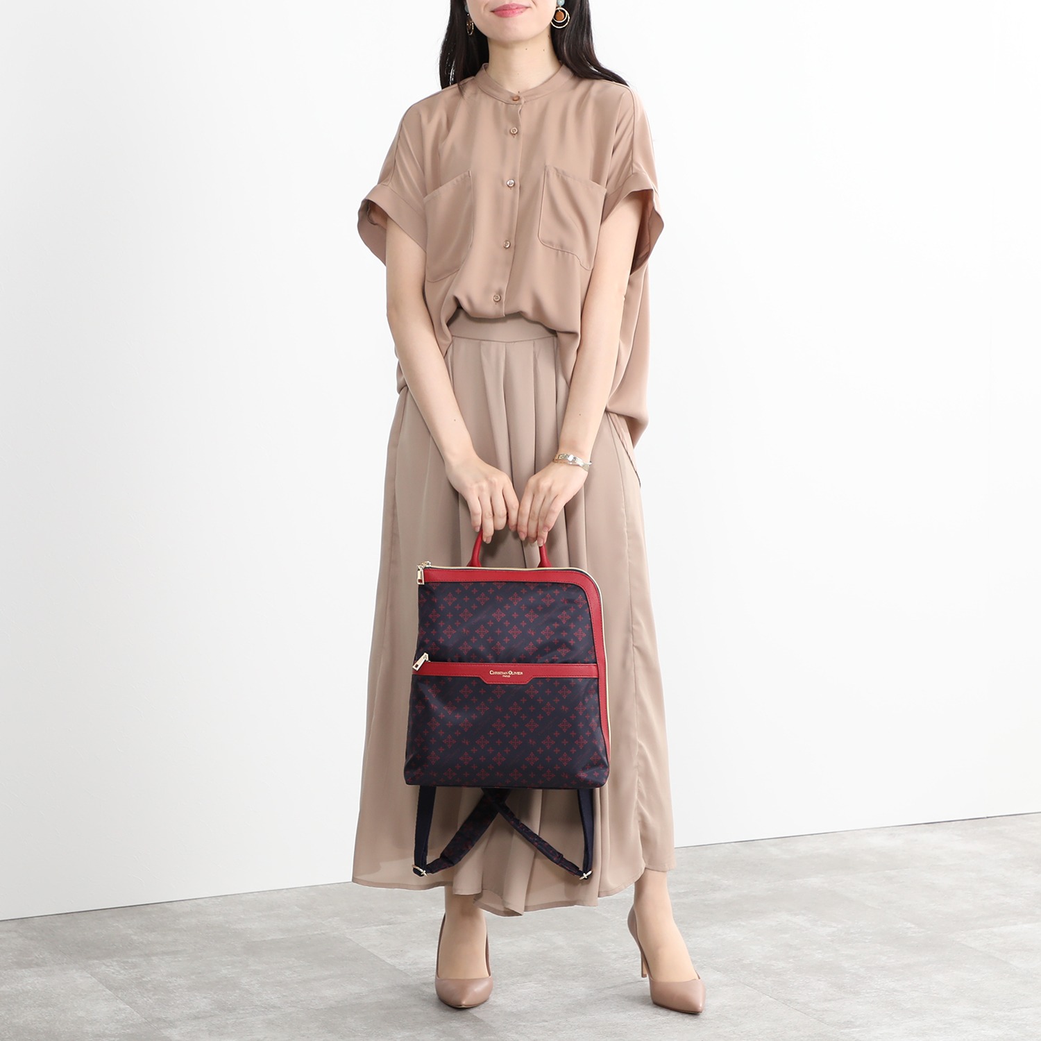 クリスチャン　オリビエ はっ水 モノグラムプリント タウンリュック