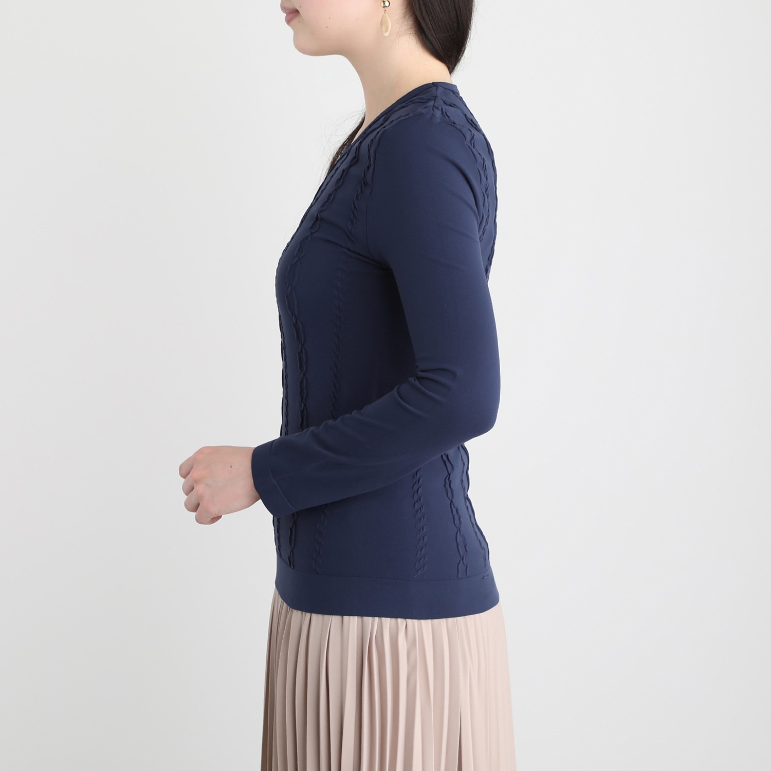 ドルチェ　ドンナ Ｖネック チェーンジャガード ロングスリーブ