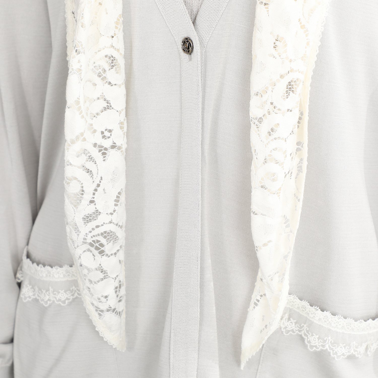 エウラーカ ウォッシャブルシルク レースアクセント カーディガン