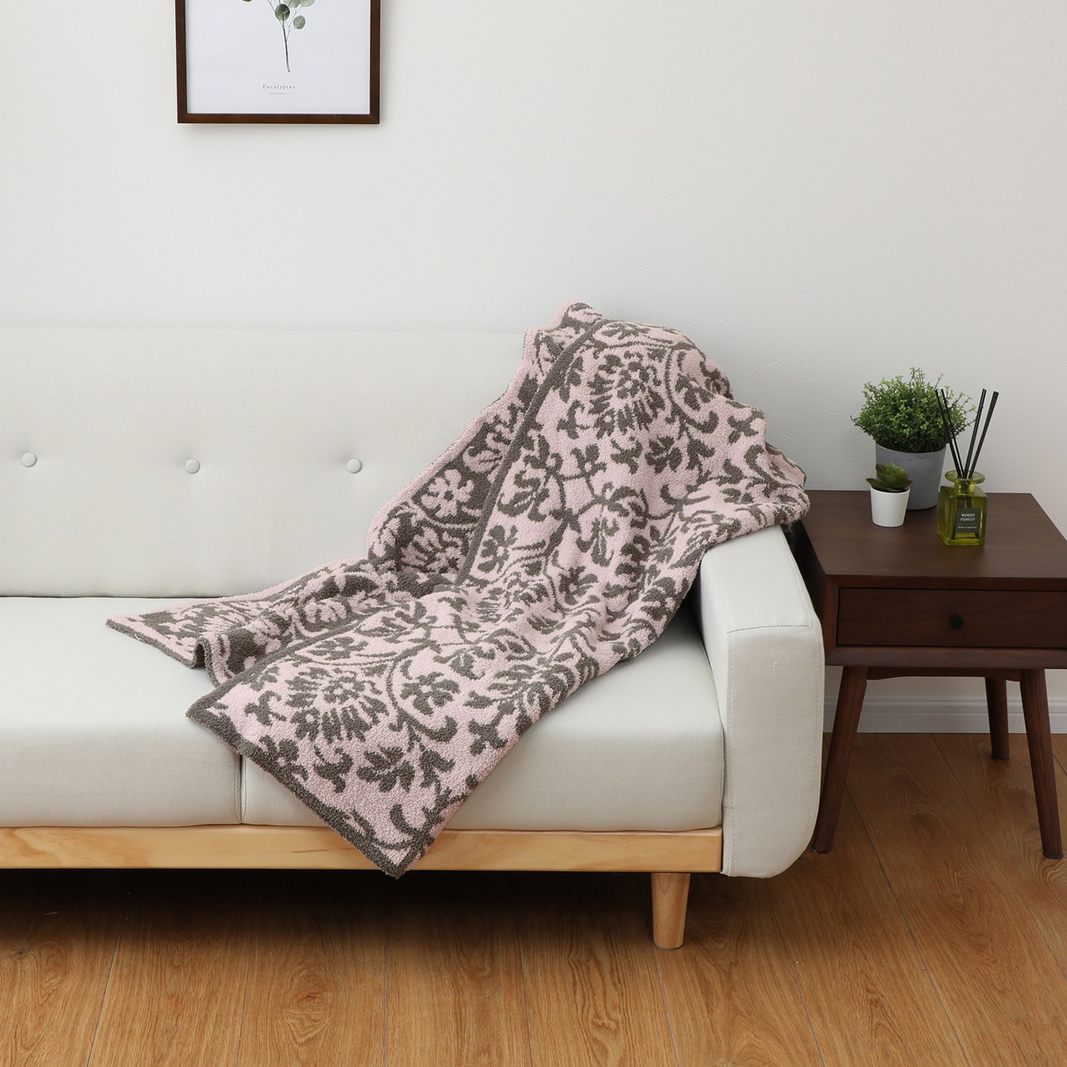 大津毛織 吸湿発熱ホットテックス ふわふわモコモコ ファンシーヤーン リバーシブル ニットブランケット