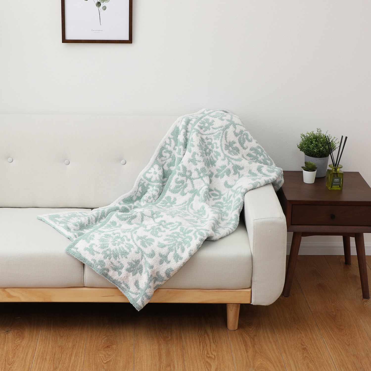 大津毛織 吸湿発熱ホットテックス ふわふわモコモコ ファンシーヤーン リバーシブル ニットブランケット