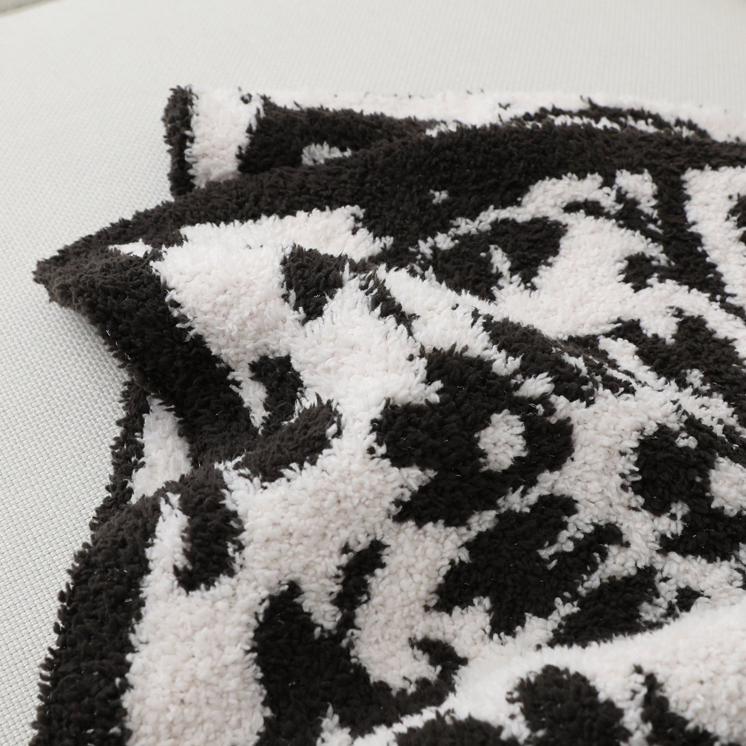 大津毛織 吸湿発熱ホットテックス ふわふわモコモコ ファンシーヤーン リバーシブル ニットブランケット