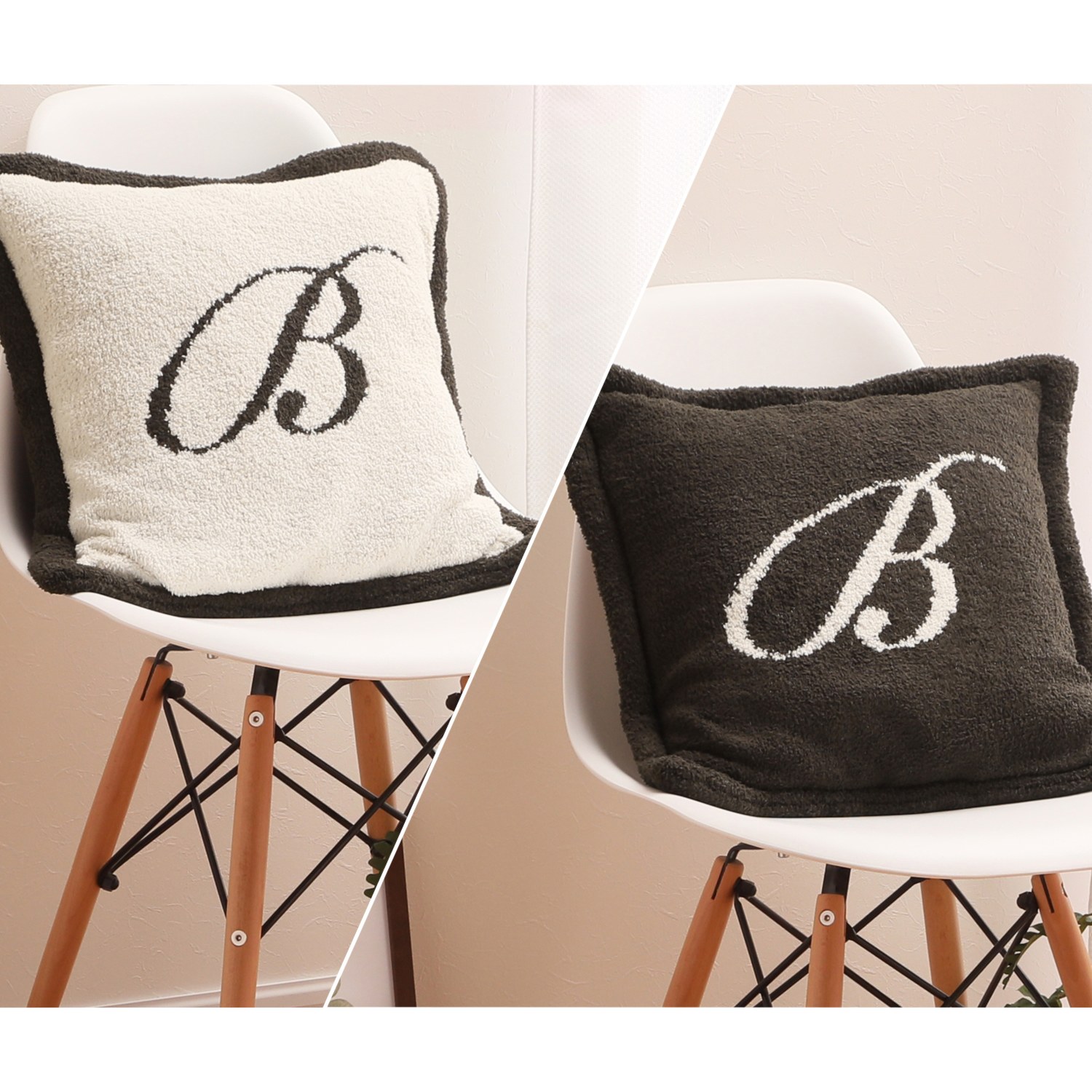 大津毛織 リバーシブル アルファベット ニットクッション 