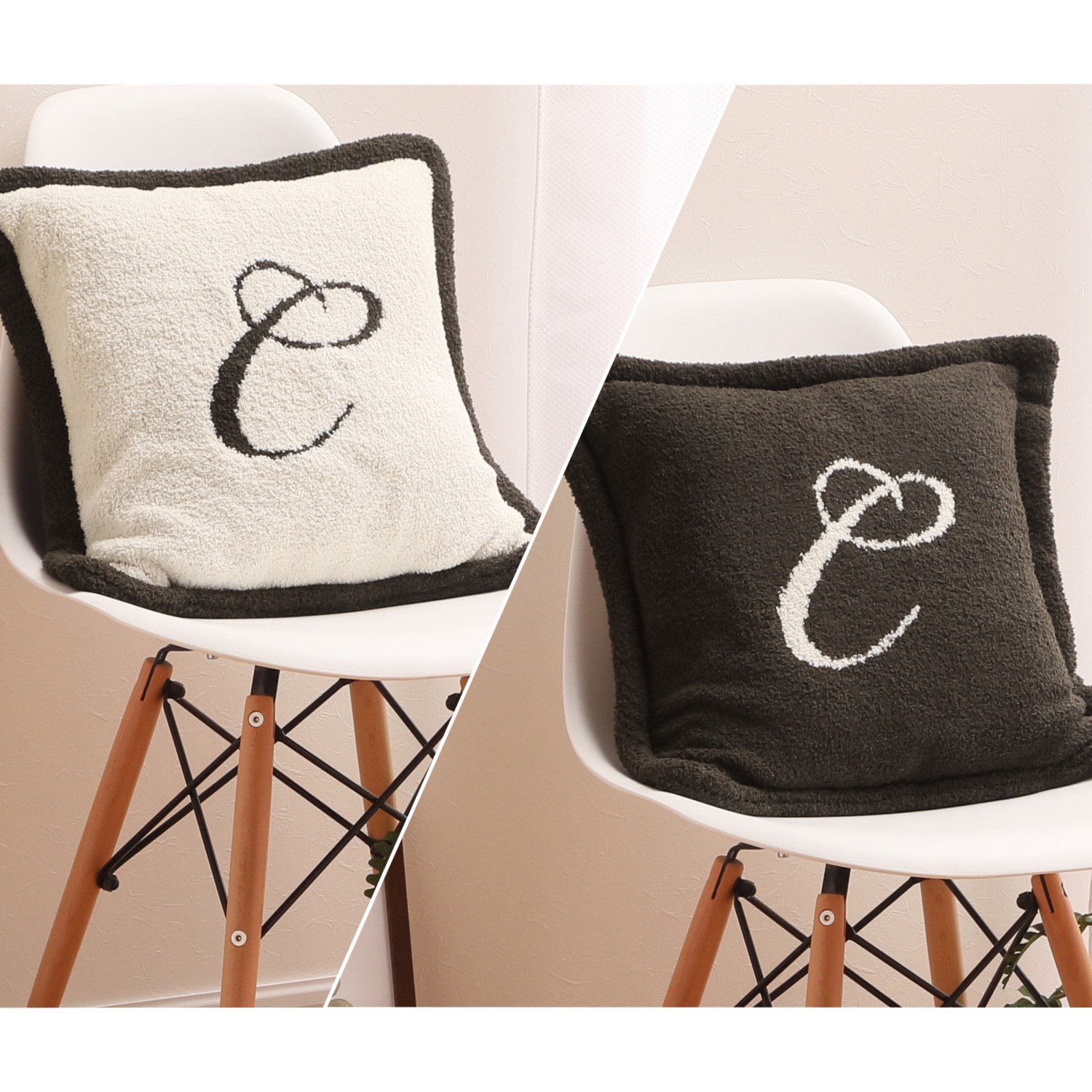 大津毛織 リバーシブル アルファベット ニットクッション 