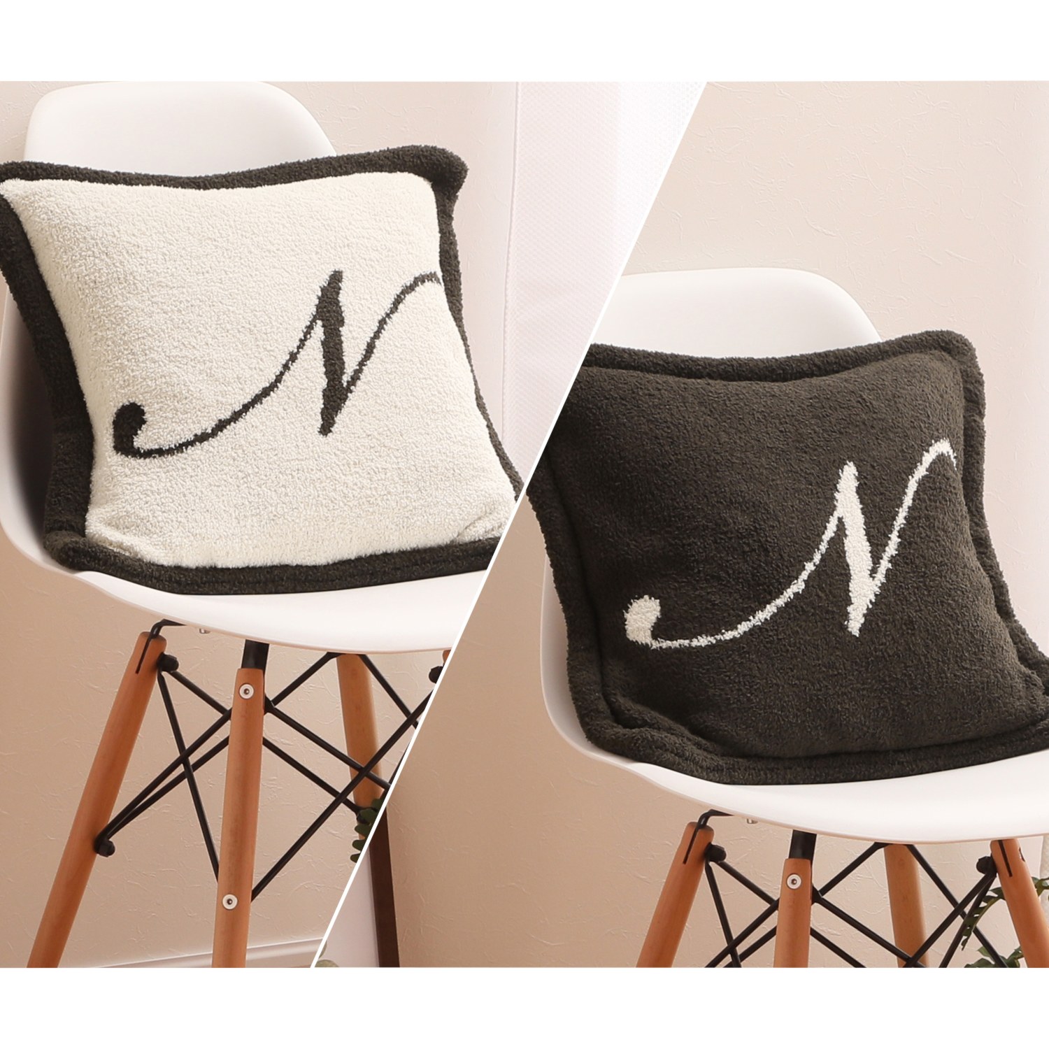 大津毛織 リバーシブル アルファベット ニットクッション 