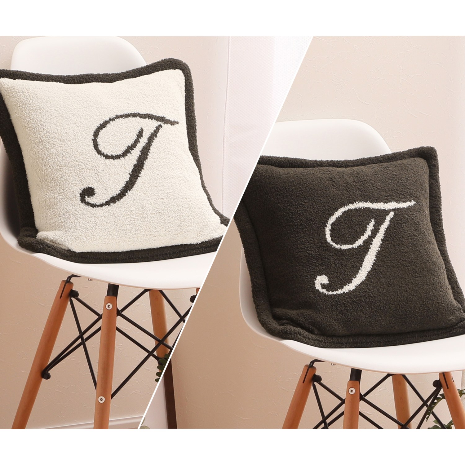 大津毛織 リバーシブル アルファベット ニットクッション 