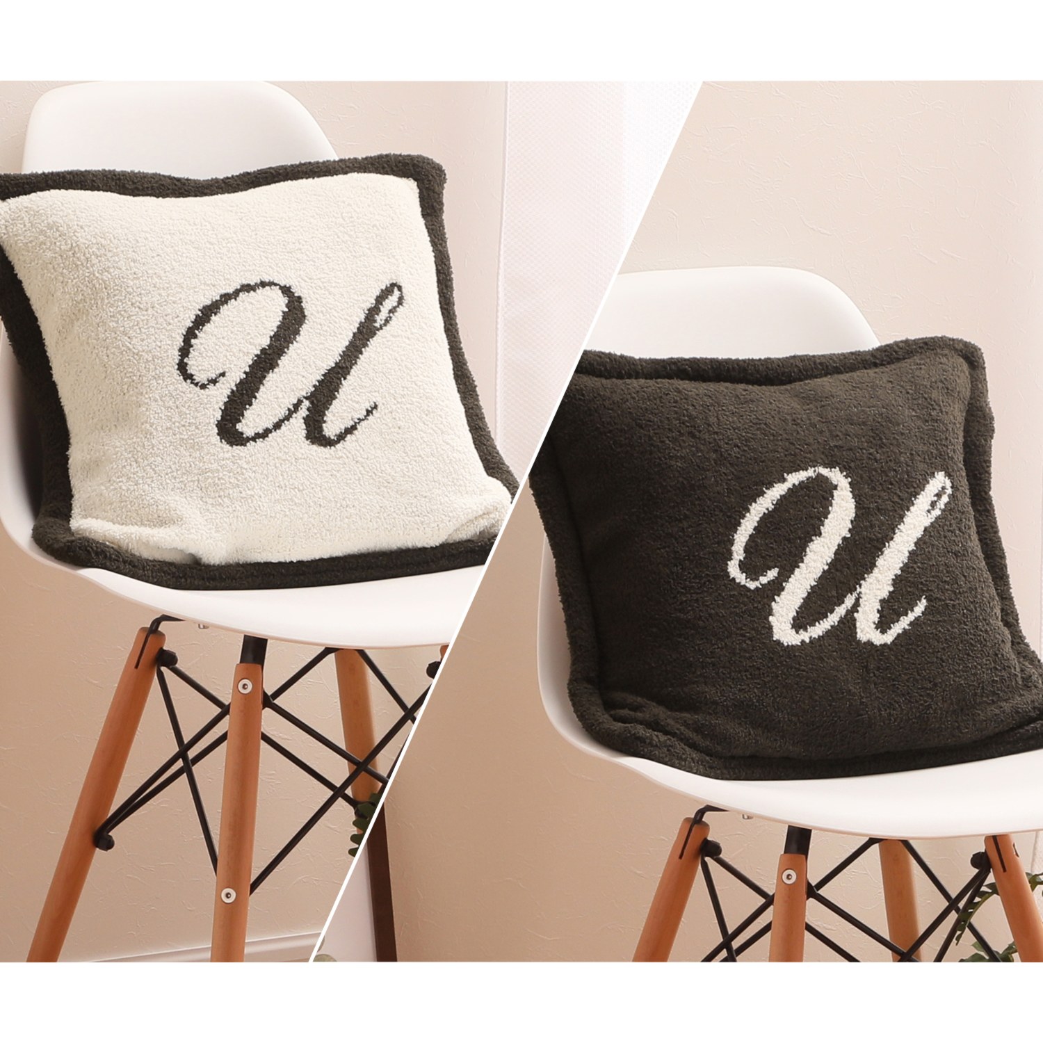 大津毛織 リバーシブル アルファベット ニットクッション 