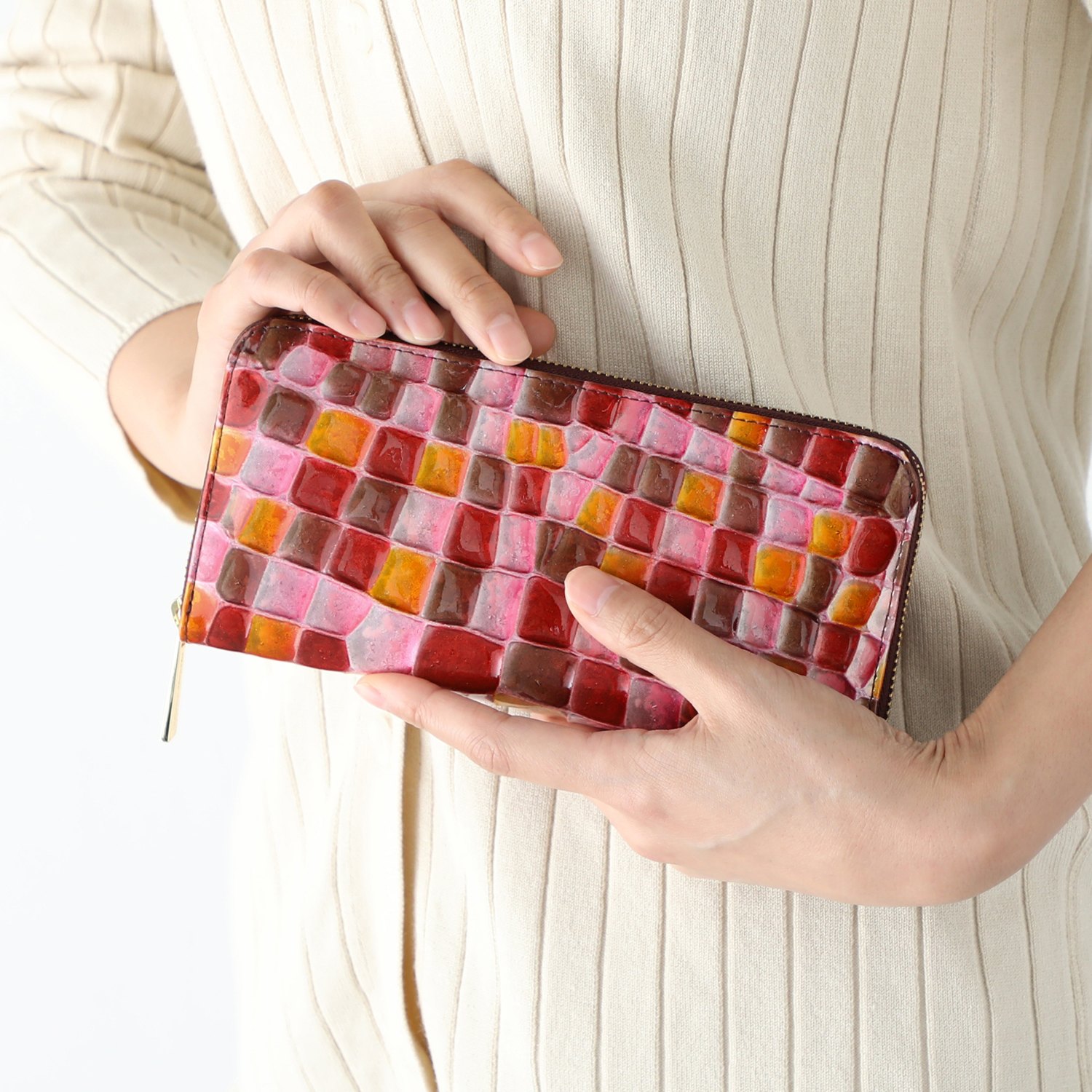 モーダプリンチぺ イタリアンベビーカーフ ラウンドファスナー ウォレット