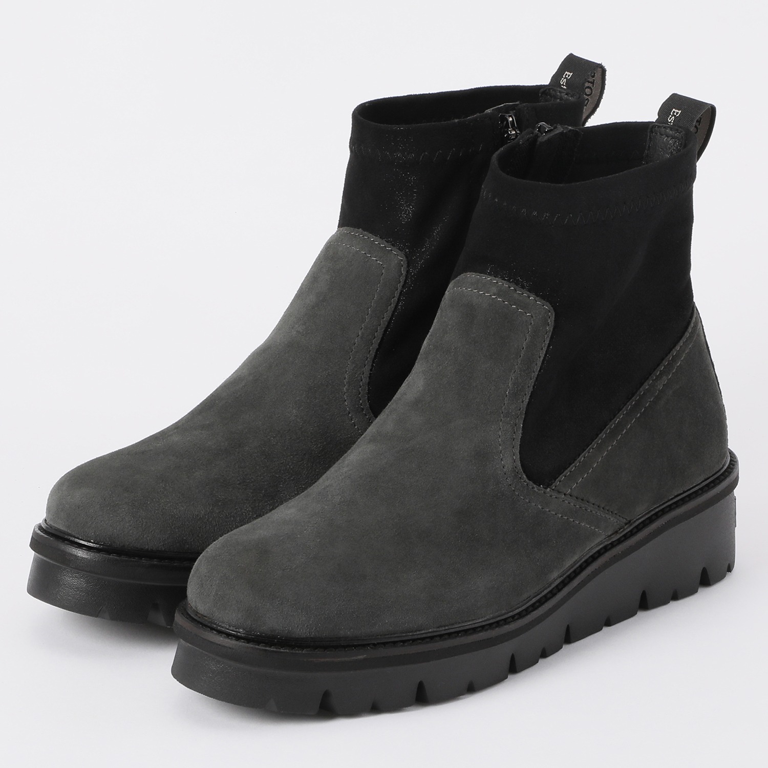 ブソラ 軽量厚底 レザーショートブーツ