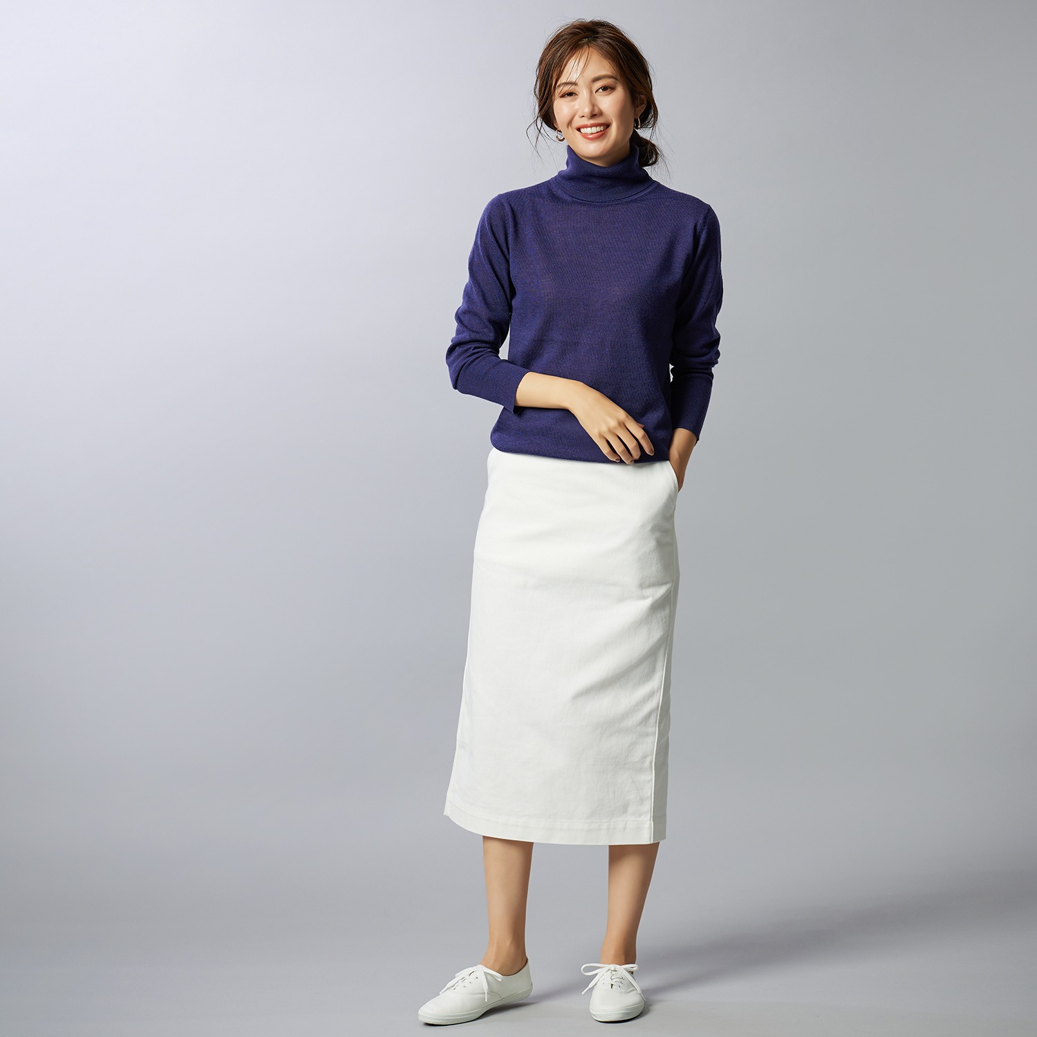 ジュンコ　シマダ 綿ツイル セミタイトスカート