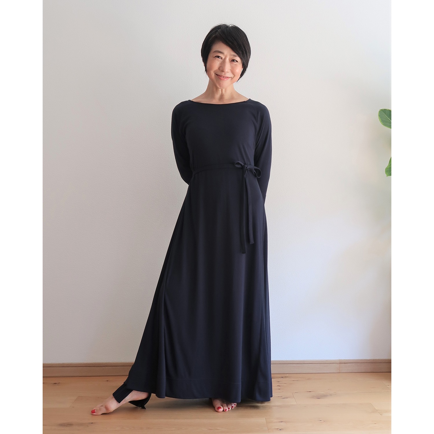 サステインミィ 共布ベルト付 ａラインロングワンピース ファッション ワンピース ドレス ジャージー 通販 テレビショッピングのショップチャンネル