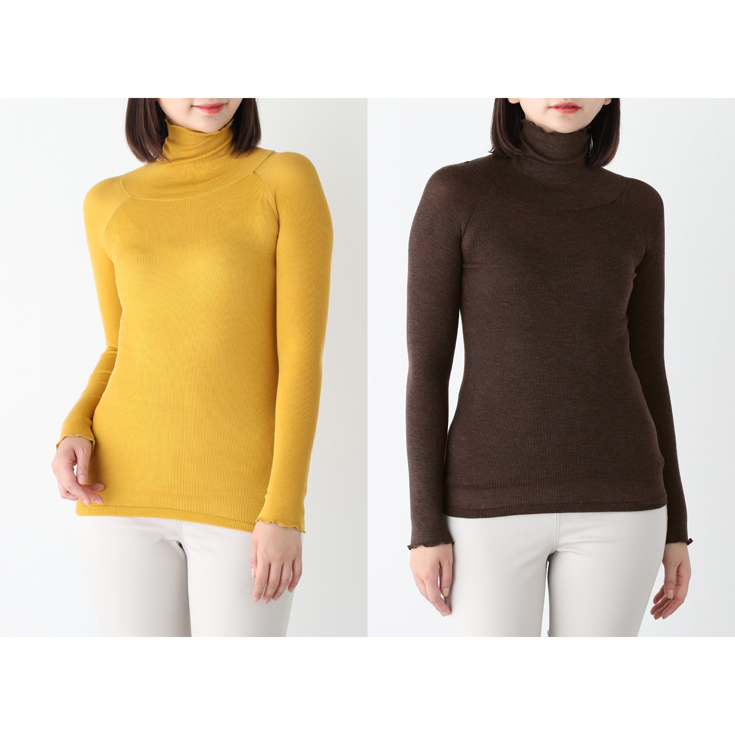 着まわし７デイズ 吸湿発熱 ハイネック 長袖プルオーバー ２枚セット