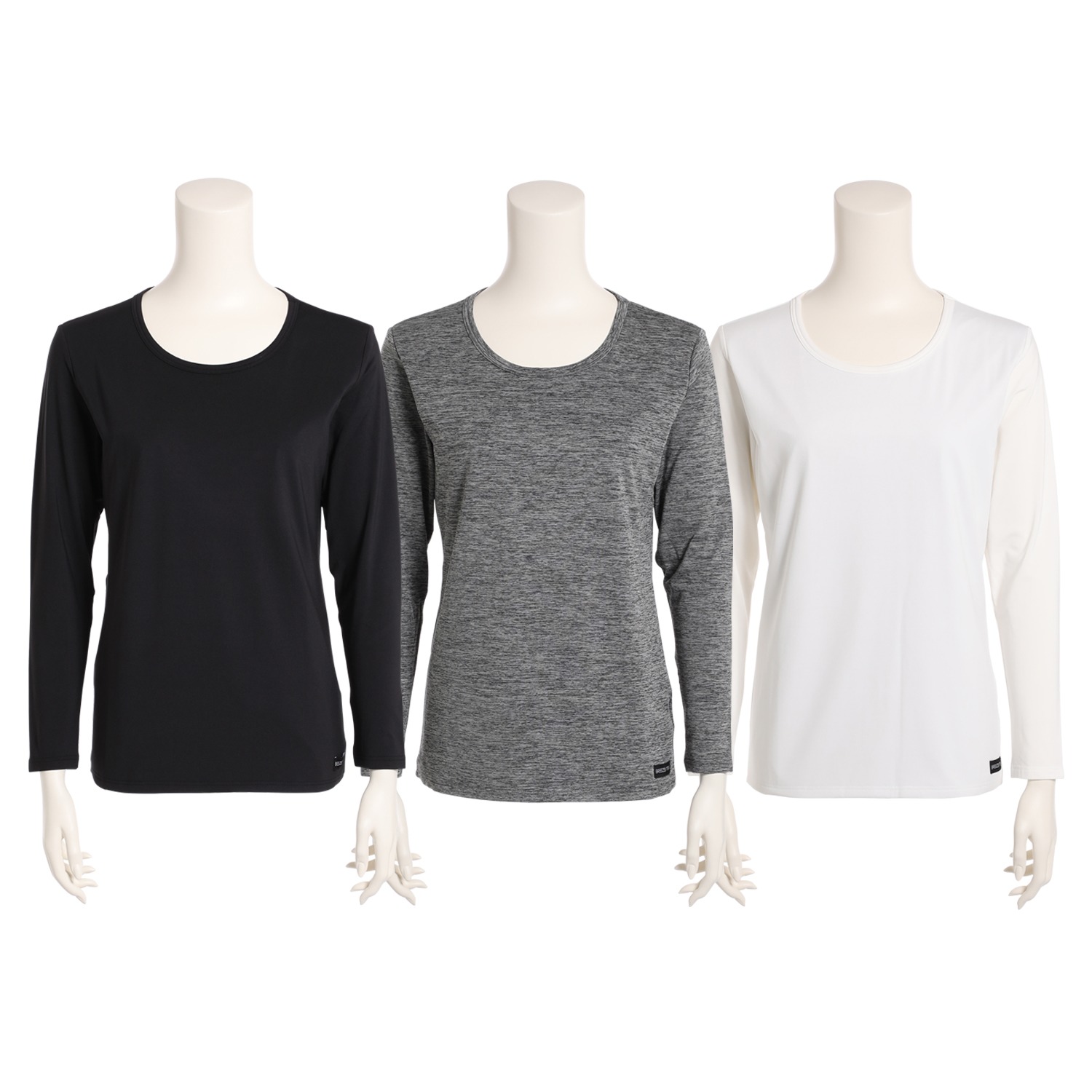 ブリーズテックス 防風 ラウンドネック 長袖インナー３枚セット