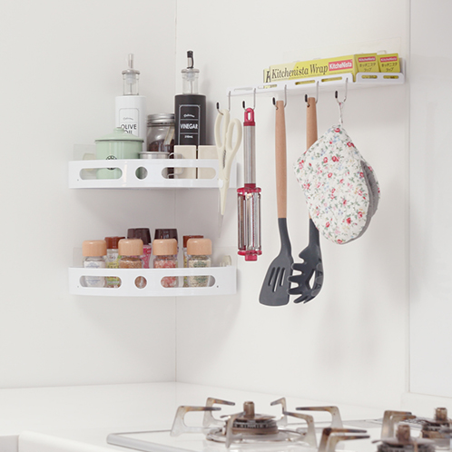 ビバライズ 繰り返し取り付けＯＫ！ アルミ製壁面収納 楽ラック　同色２種３個