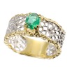 アントレゾ １８Ｋツートーン エメラルド＆ダイヤモンド ハニカムリング