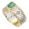 アントレゾ １８Ｋツートーン エメラルド＆ダイヤモンド ハニカムリング