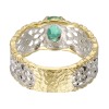 アントレゾ １８Ｋツートーン エメラルド＆ダイヤモンド ハニカムリング