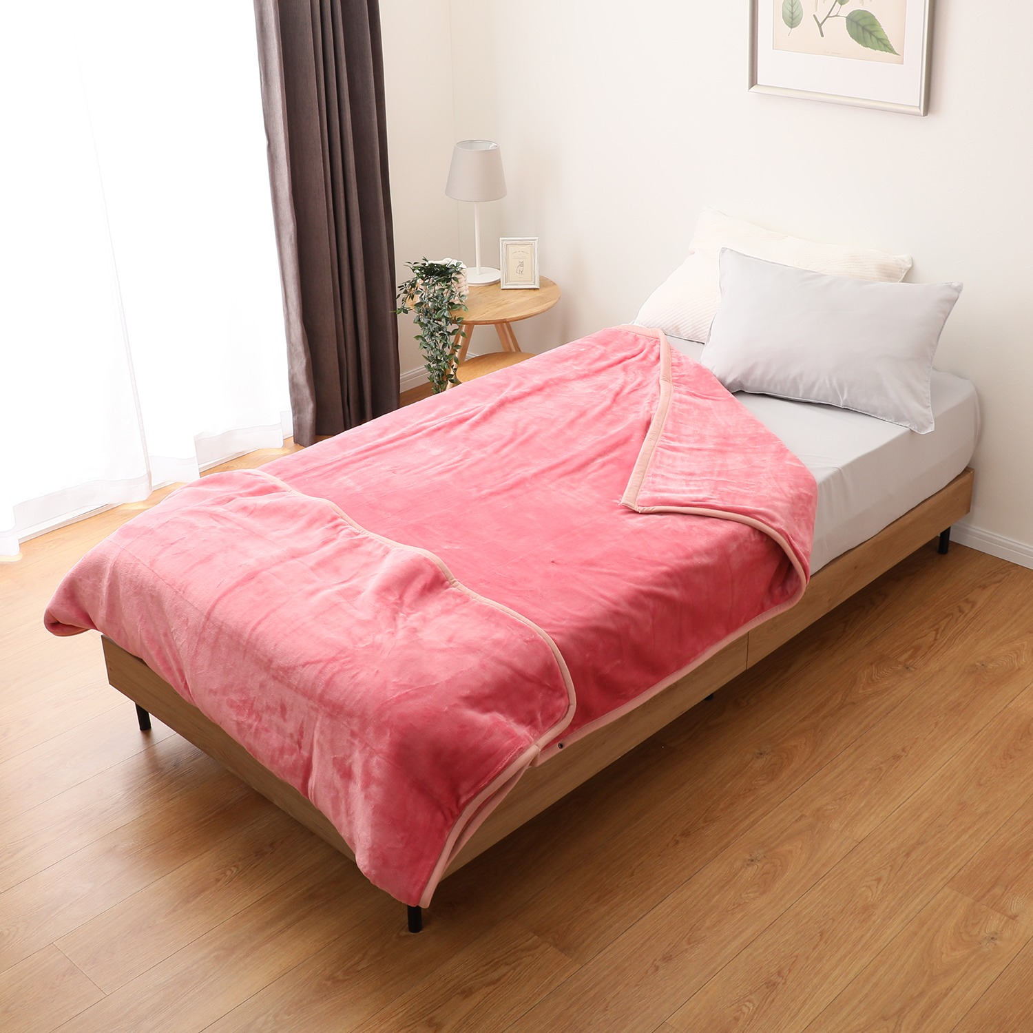 ＜セミダブル＞足元あったか＆ふんわりなめらか！ 贅沢２枚合わせ 掛け・敷き兼用タイプ フランネル電気毛布 