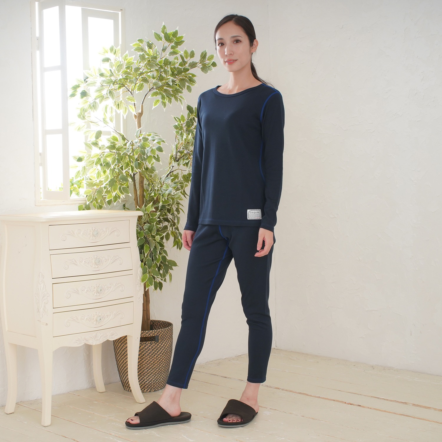 ココ・カラ 極上肌側シルク レギンスパンツ