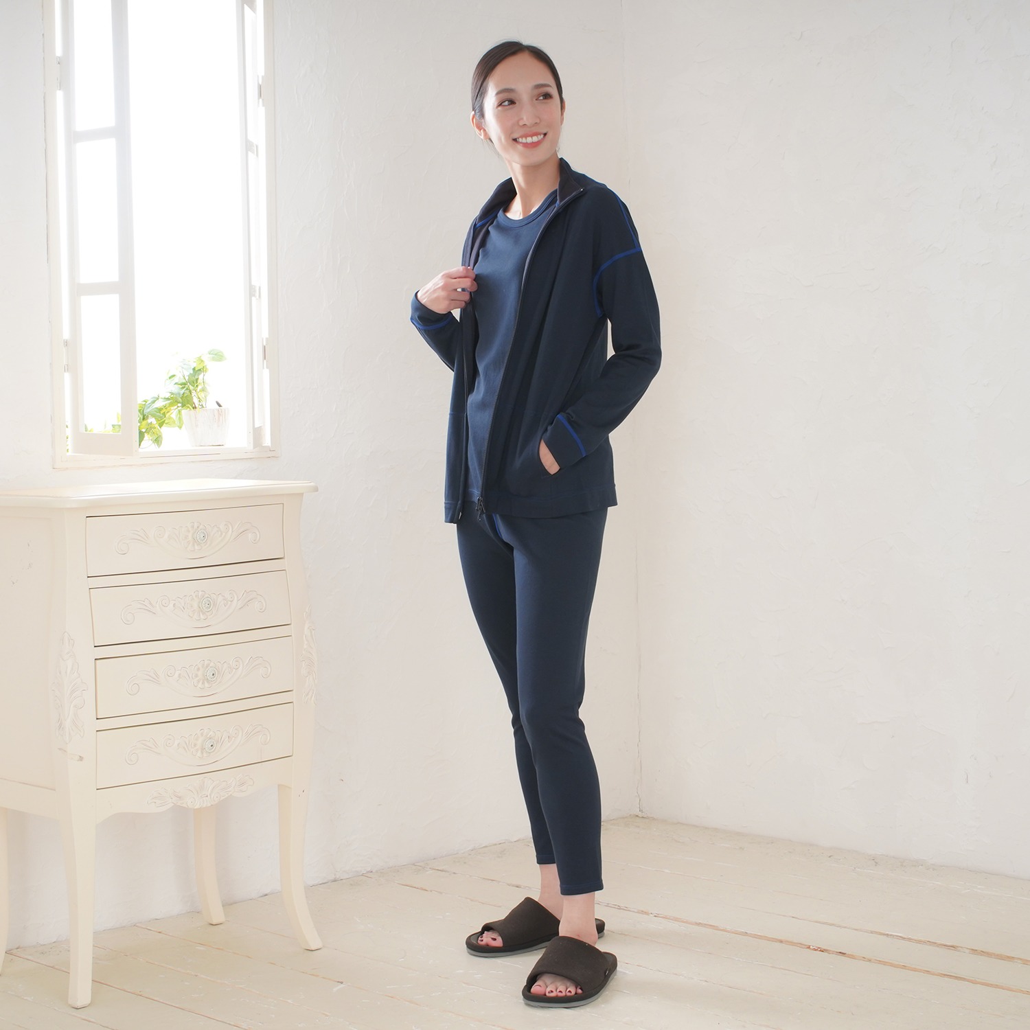 ココ・カラ 極上肌側シルク レギンスパンツ