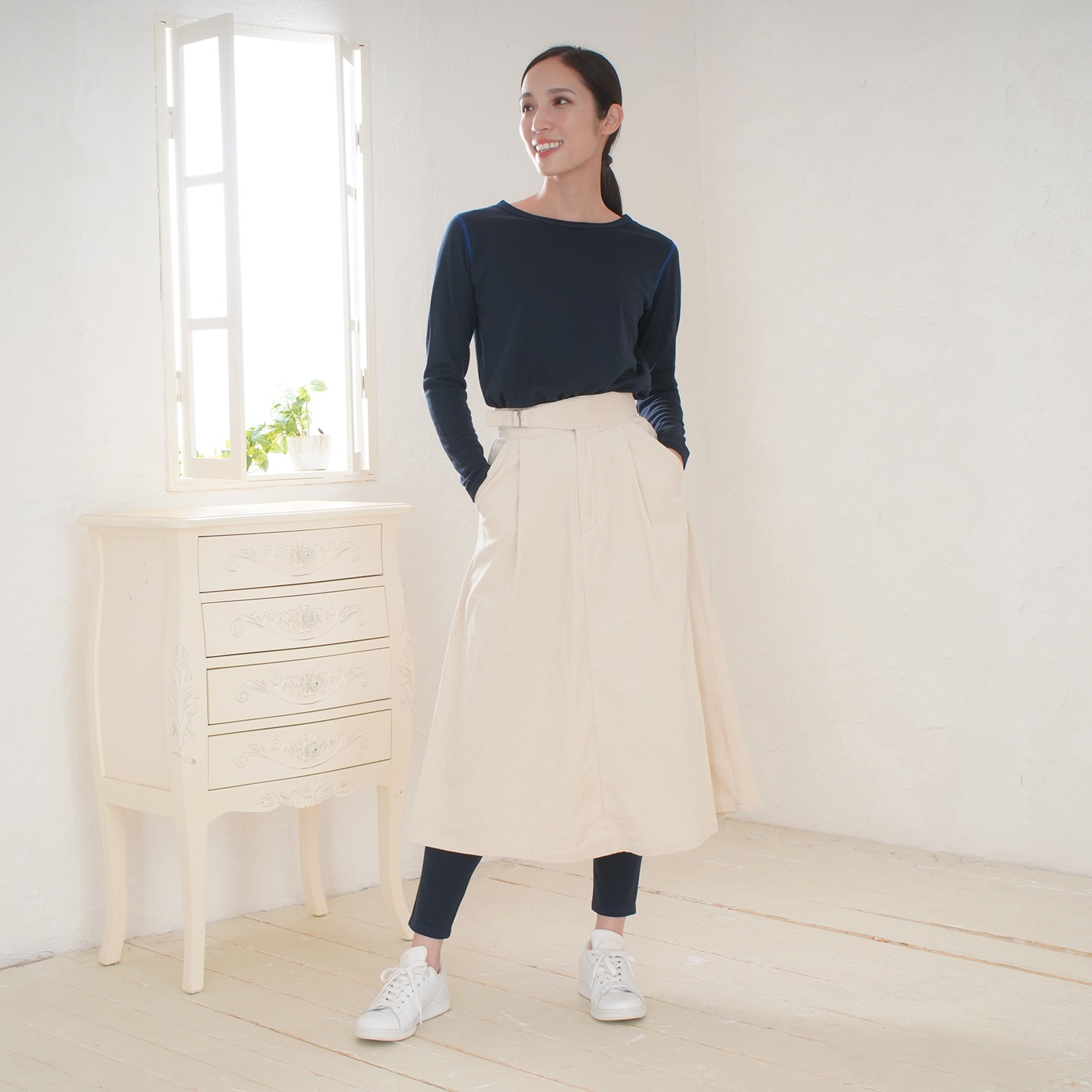 ココ・カラ 極上肌側シルク レギンスパンツ