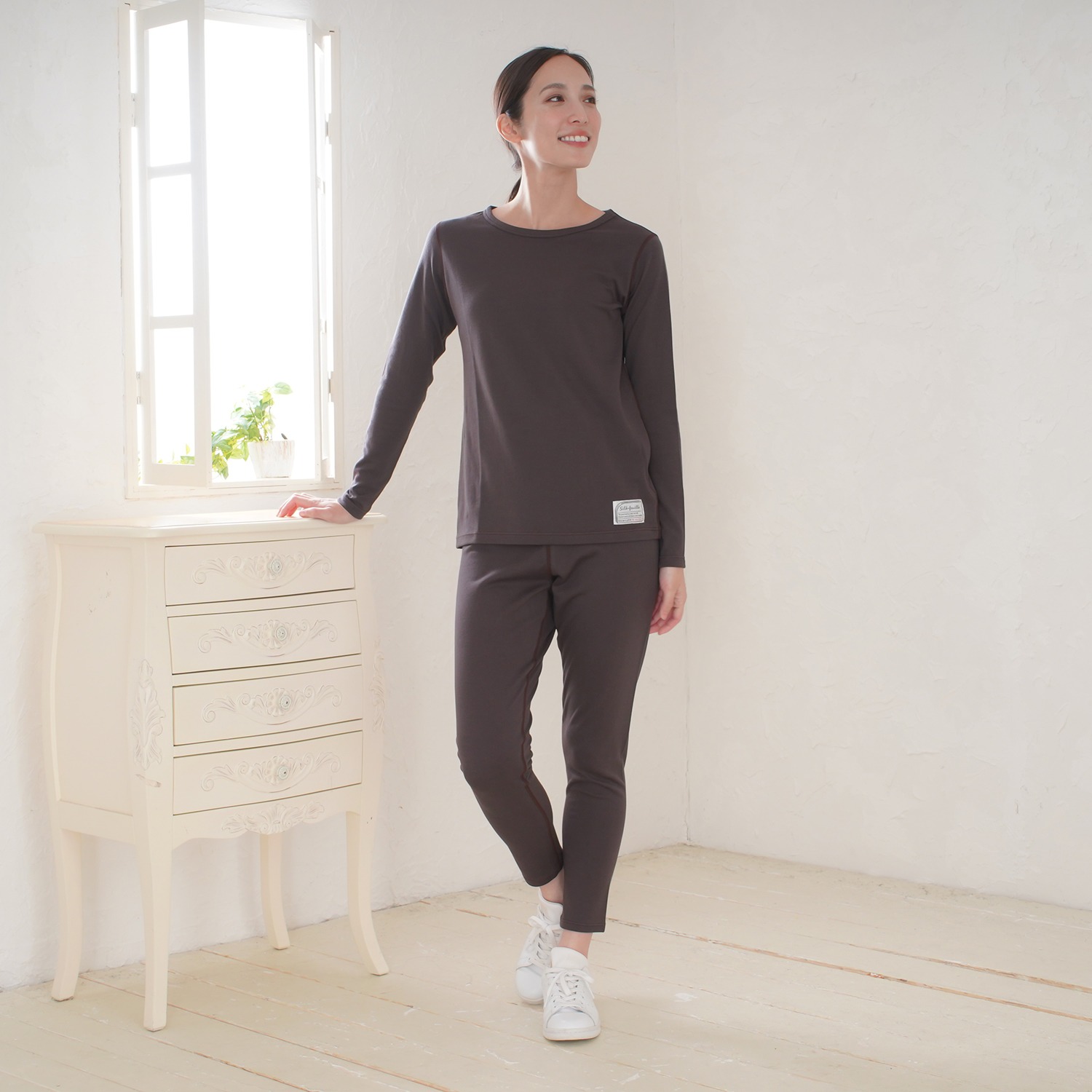 ココ・カラ 極上肌側シルク レギンスパンツ