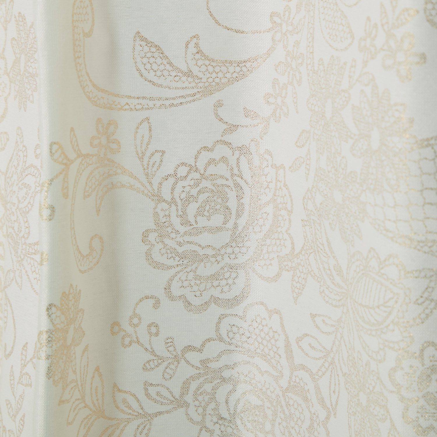 ＜１００×１３３ｃｍ＞ドレッシー ＵＶカット箔プリント生地＆ラメ刺しゅう入り オーガンジー 二重レースカーテン２枚組