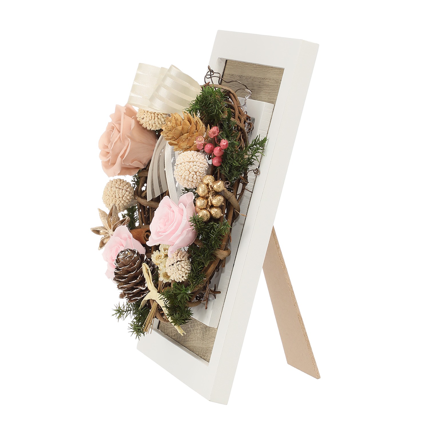 ＳＯＢＩ　ＦＬＯＷＥＲＳ ＧＩＮＺＡ プリザーブドフラワー クリスマス ミニリースフレーム “ブーケ・ド・アムール”