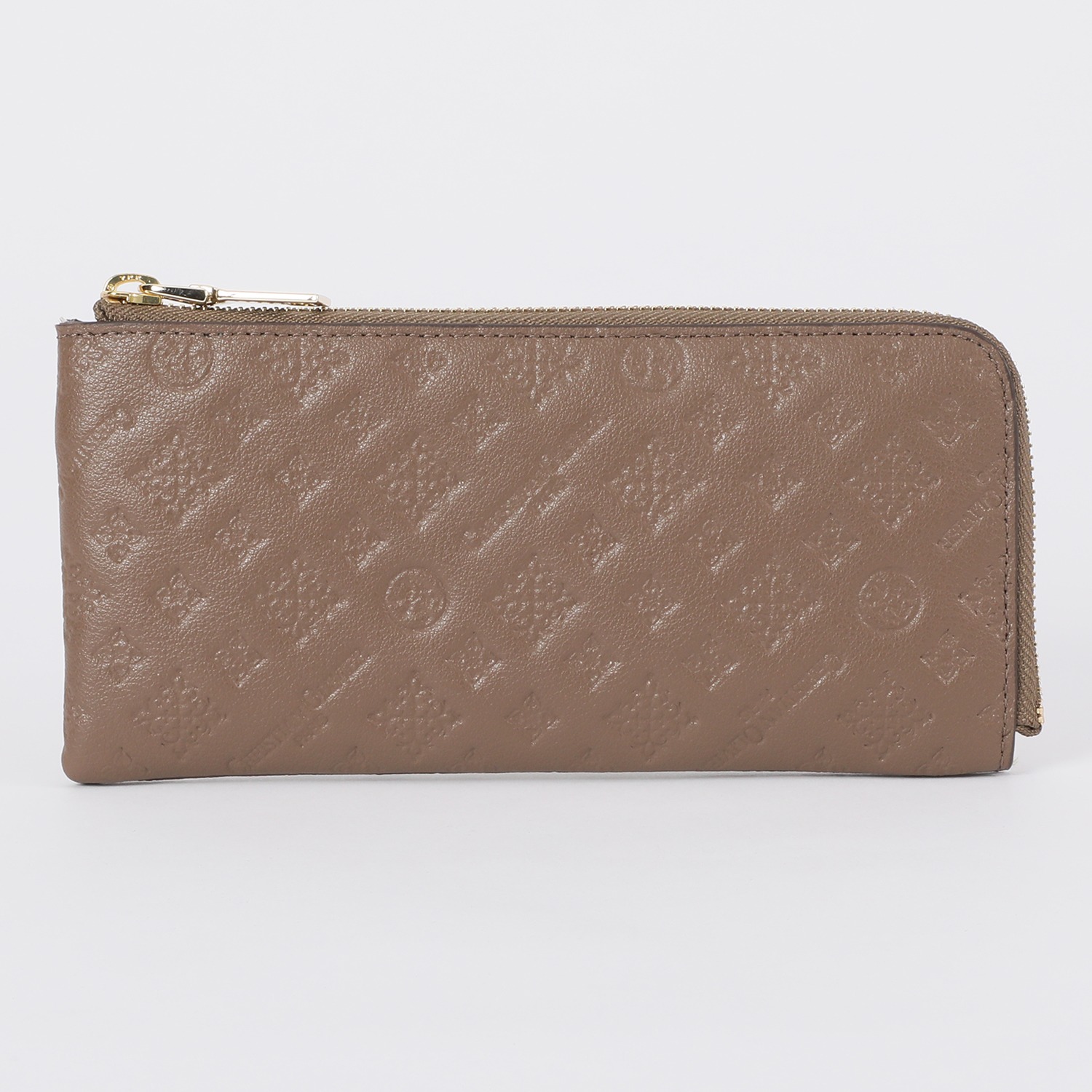 クリスチャン　オリビエ モノグラム型押しレザー Ｌ字型ファスナー 横長ウォレット