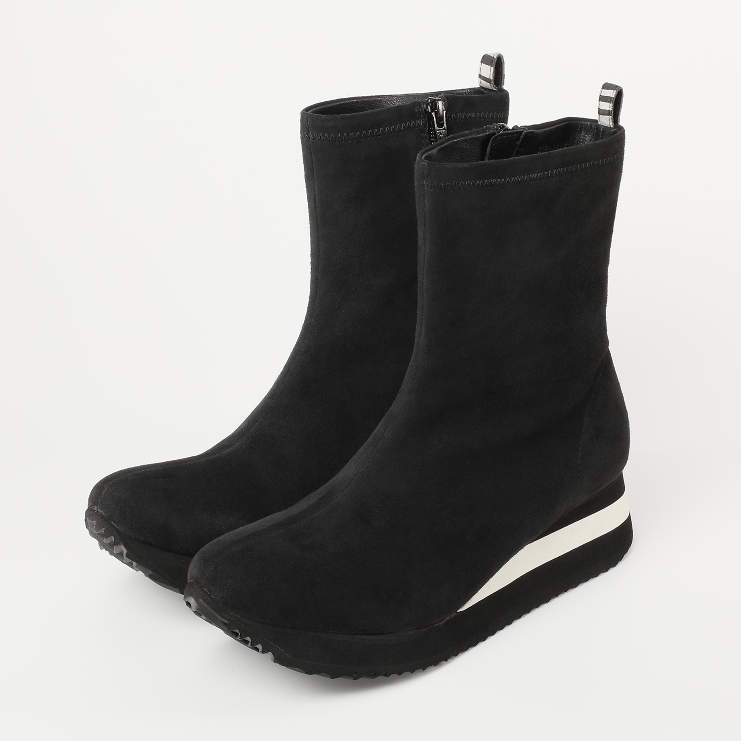 アルファキュービック 山羊革 軽量ミディ丈ブーツ