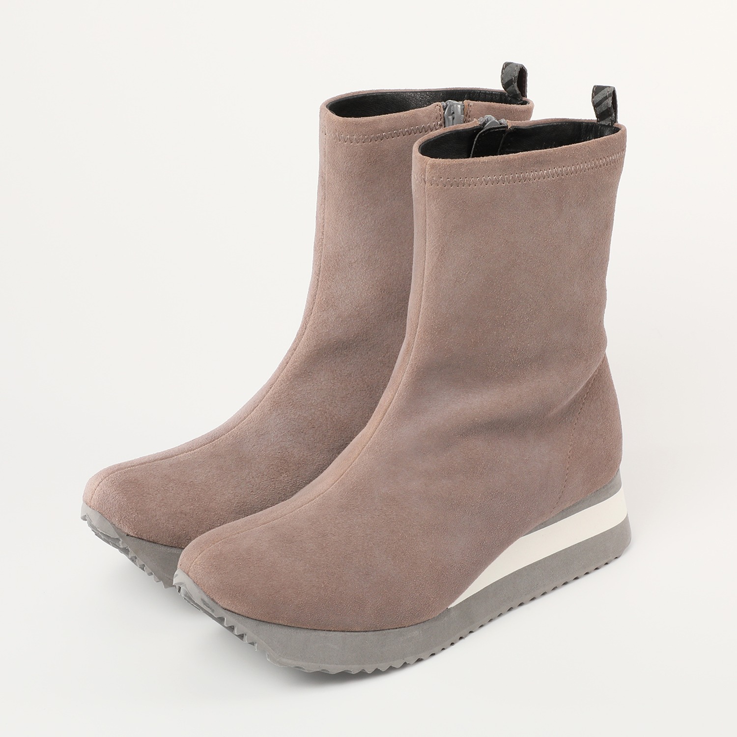 アルファキュービック 山羊革 軽量ミディ丈ブーツ