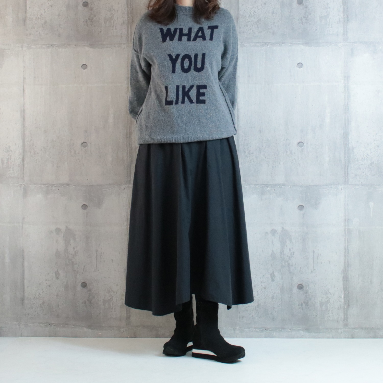 アルファキュービック 山羊革 軽量ミディ丈ブーツ