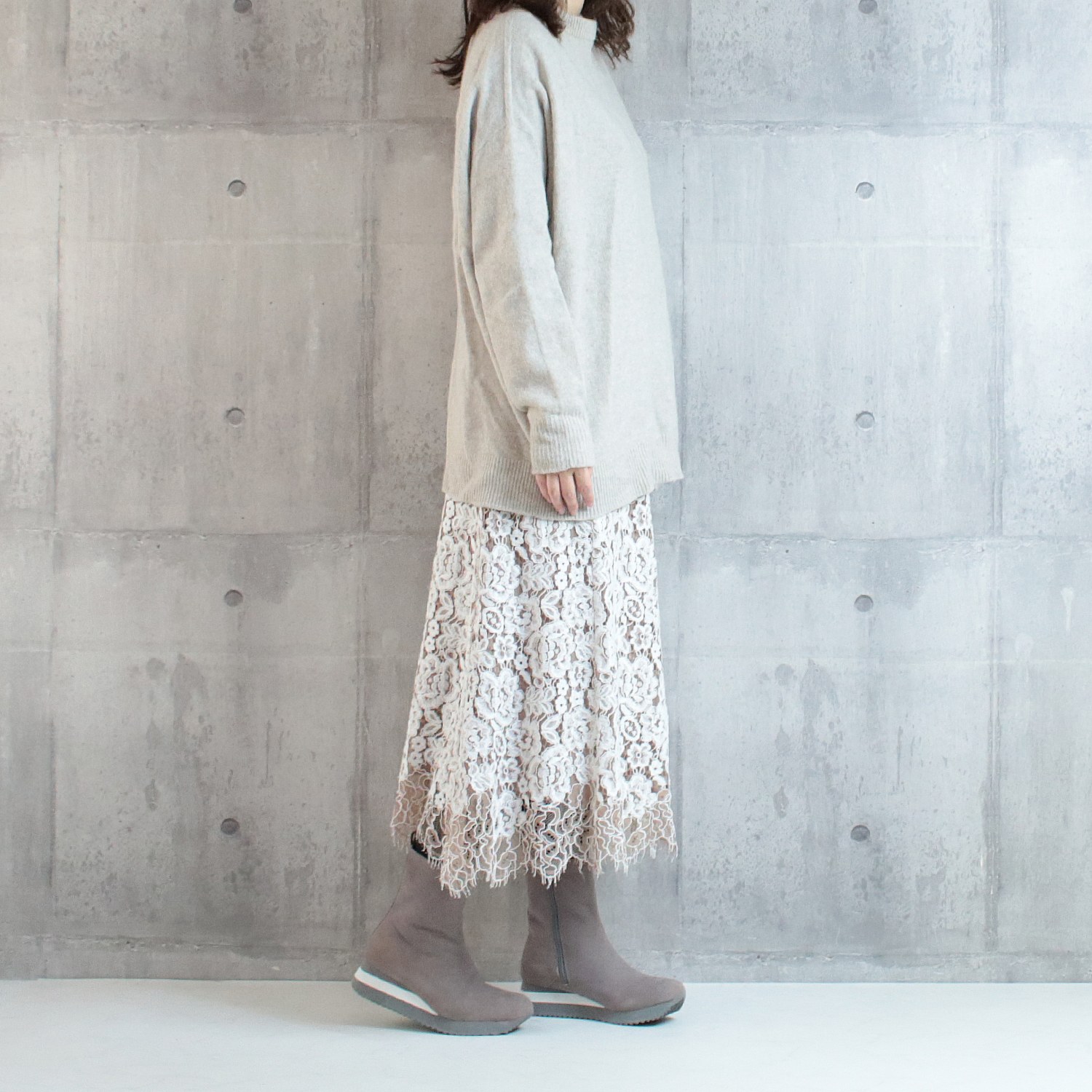 アルファキュービック 山羊革 軽量ミディ丈ブーツ