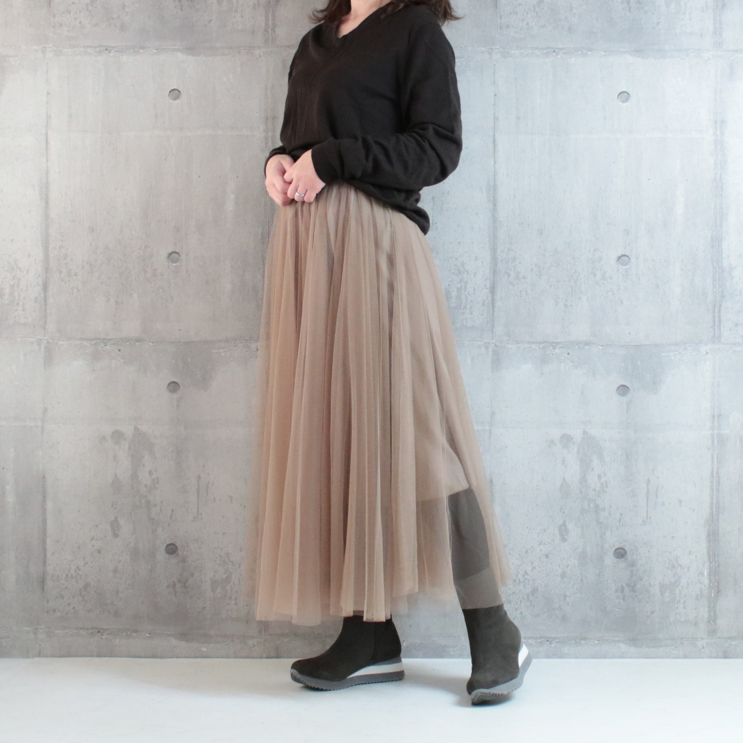 アルファキュービック 山羊革 軽量ミディ丈ブーツ