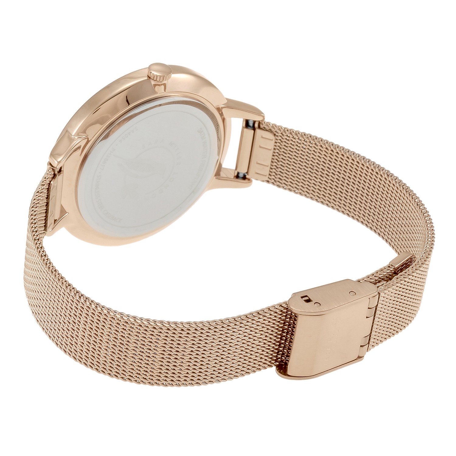 サラミラーロンドン フラミンゴモティーフ ピンクカラー ラウンドフェイス メッシュベルトウォッチ