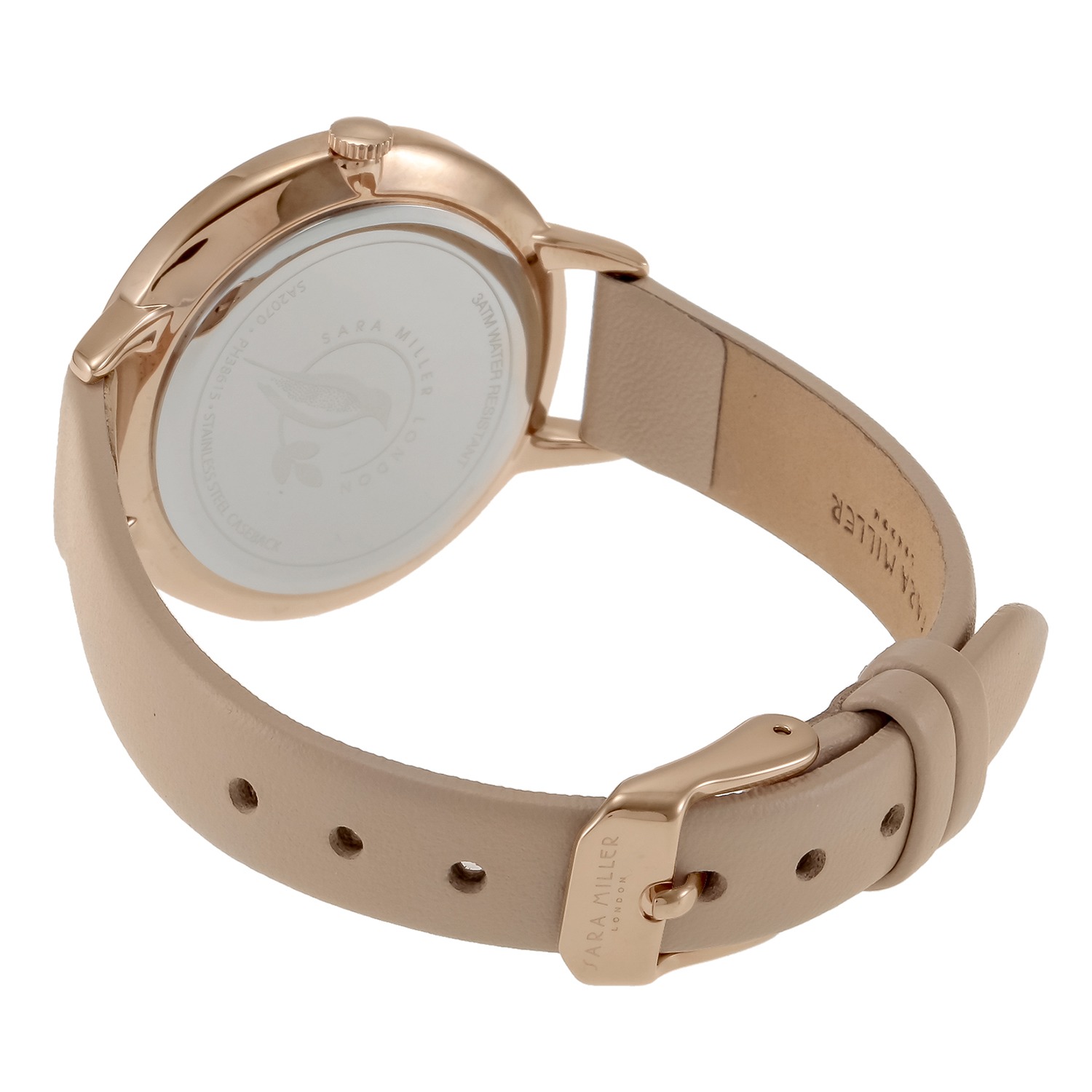 サラミラーロンドン フラミンゴモティーフ ピンクカラー ラウンドフェイス カーフレザーベルト ウォッチ