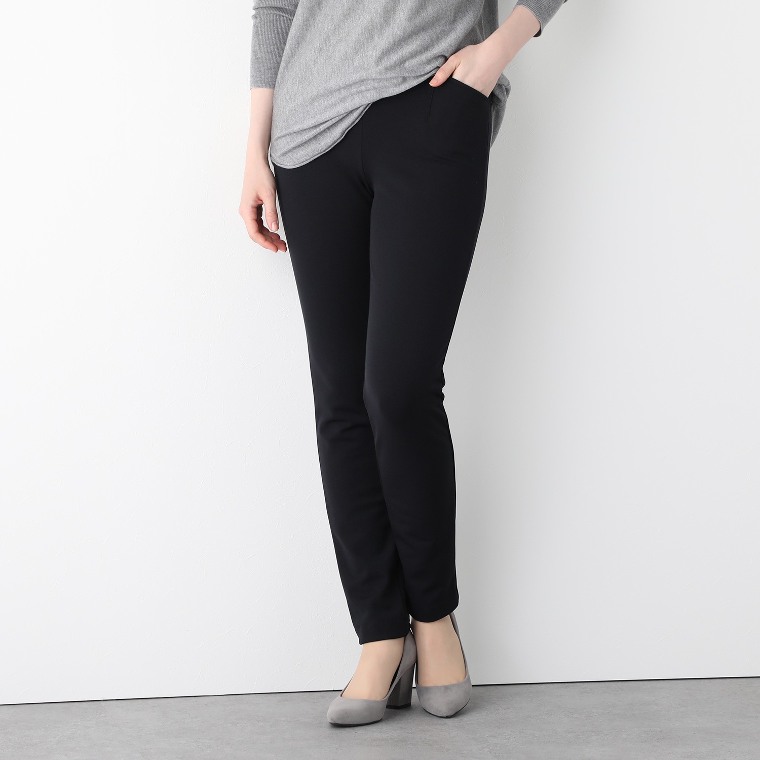 ＜股下７２ｃｍ＞ピーツー 吸湿発熱・吸放湿 裏起毛スリムパンツ 