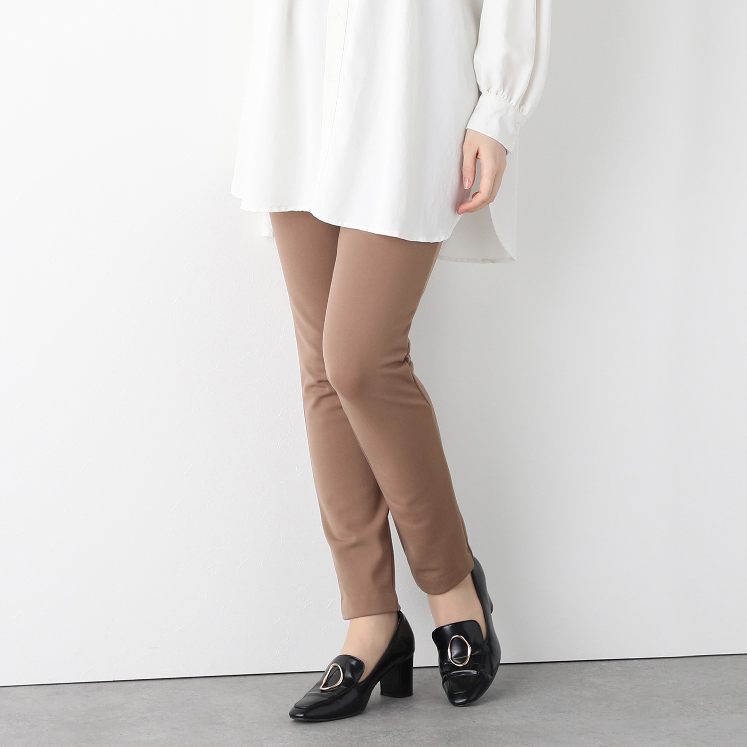 ＜股下７２ｃｍ＞ピーツー 吸湿発熱・吸放湿 裏起毛スリムパンツ 